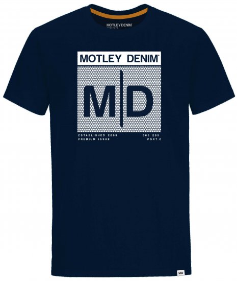 Motley Denim Poole T-shirt Navy - Kratke Majice - Moške kratke majice za močnejše postave