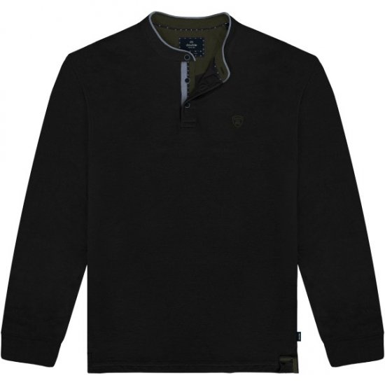 Double Outfitters PS-3099 Polo Shirt Mao Collar Black - Polo majice - Moške Polo Majice za Močnejše Postave