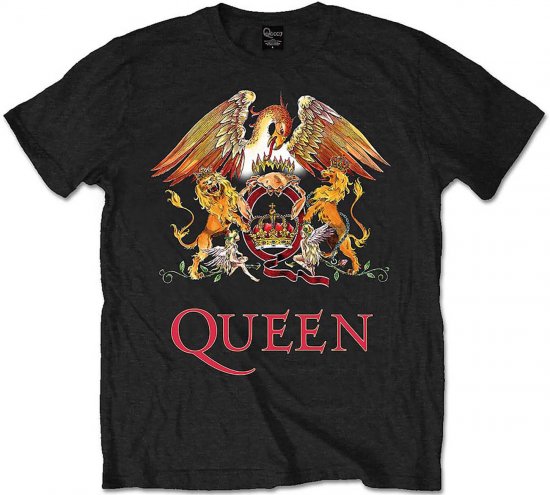 Queen Classic Crest T-shirt Black - Kratke Majice - Moške kratke majice za močnejše postave