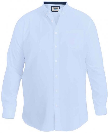 D555 Richard Long Sleeve Oxford Shirt Sky Blue - Srajce - Moške srajce za Močnejše Postave