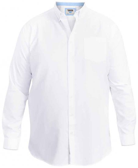 D555 Richard Long Sleeve Oxford Shirt White - Srajce - Moške srajce za Močnejše Postave