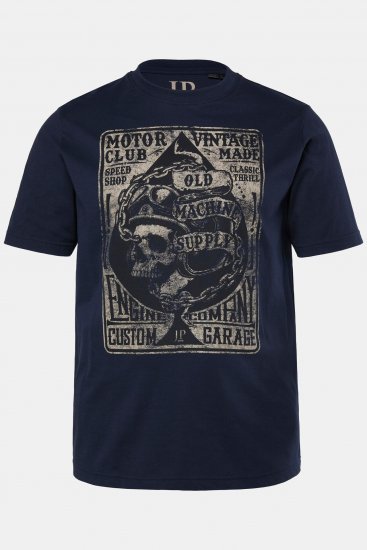 JP1880 T-Shirt Short Sleeve Skull Chest Print Navy - Kratke Majice - Moške kratke majice za močnejše postave