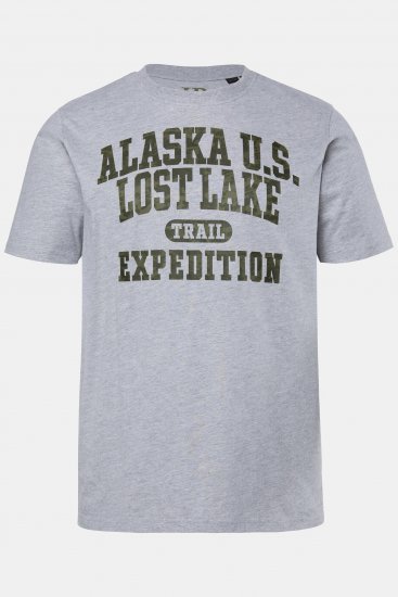 JP1880 T-shirt Short Sleeve Chest Print Grey Melange - Kratke Majice - Moške kratke majice za močnejše postave