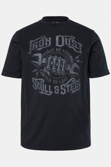 JP1880 T-Shirt Short Sleeve Chest Print Black - Kratke Majice - Moške kratke majice za močnejše postave