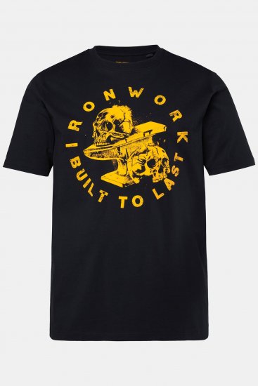 JP1880 T-Shirt Short Sleeve Chest Print Skulls Black - Kratke Majice - Moške kratke majice za močnejše postave