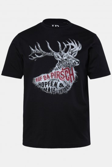 JP1880 T-Shirt Elk Print Black - Kratke Majice - Moške kratke majice za močnejše postave