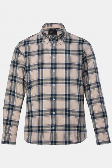 JP1880 Checked Flannel Shirt Long Sleeve Dark Dusty Pink - Srajce - Moške srajce za Močnejše Postave