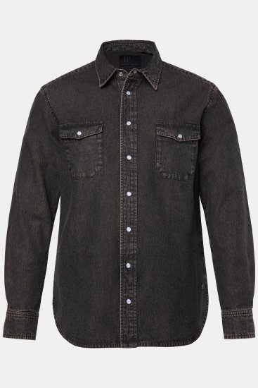 JP1880 Denim Shirt Flexnamic Dark Brown - Srajce - Moške srajce za Močnejše Postave