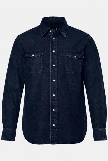 JP1880 Denim Shirt Flexnamic Long Sleeve Navy - Srajce - Moške srajce za Močnejše Postave