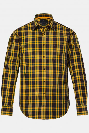JP1880 Checked Shirt Long Sleeve Kent Collar Curry - Srajce - Moške srajce za Močnejše Postave