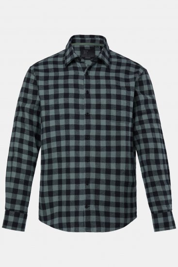 JP1880 Checked Flannel Shirt Long Sleeve Eucalyptus Green - Srajce - Moške srajce za Močnejše Postave