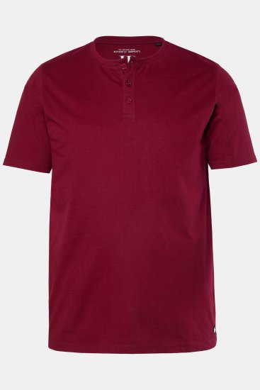 JP1880 Henley Basic T-shirt with Buttons Red - Kratke Majice - Moške kratke majice za močnejše postave