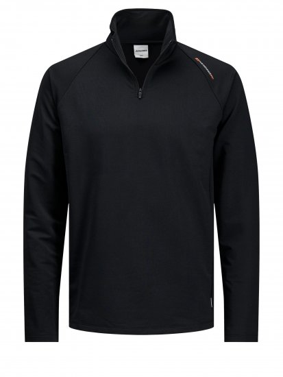 Jack & Jones Running Half Zip Sweat Black - Puloverji & jopice - Moški Puloverji & Jopice za Močnejše Postave