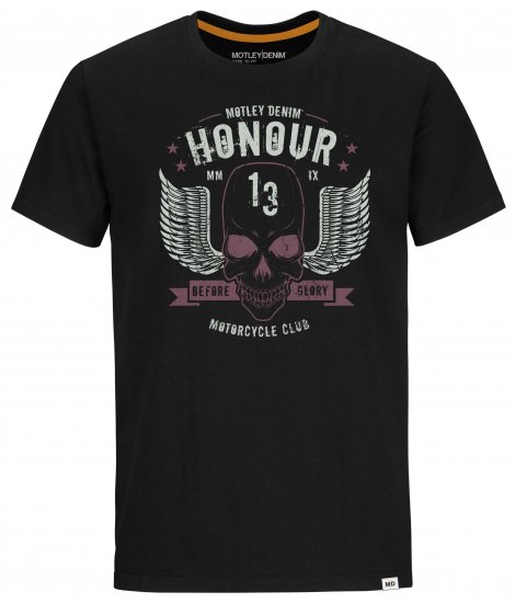 Motley Denim Sheffield T-Shirt Black - Kratke Majice - Moške kratke majice za močnejše postave