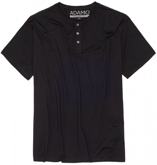 Adamo Silas Regular fit Serafino T-shirt Black - Kratke Majice - Moške kratke majice za močnejše postave