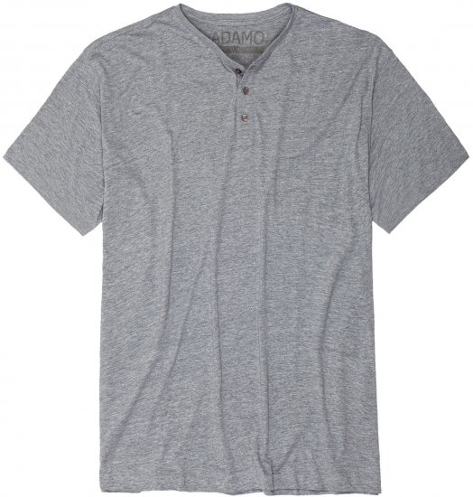 Adamo Silas Regular fit Serafino T-shirt Grey - Kratke Majice - Moške kratke majice za močnejše postave