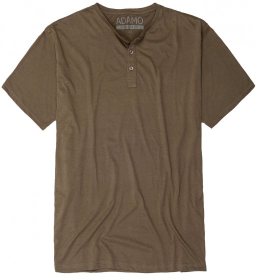 Adamo Silas Regular fit Serafino T-shirt Khaki - Kratke Majice - Moške kratke majice za močnejše postave