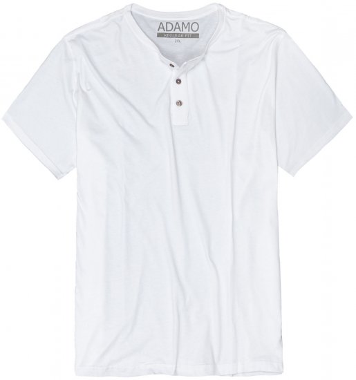 Adamo Silas Regular fit Serafino T-shirt White - Kratke Majice - Moške kratke majice za močnejše postave