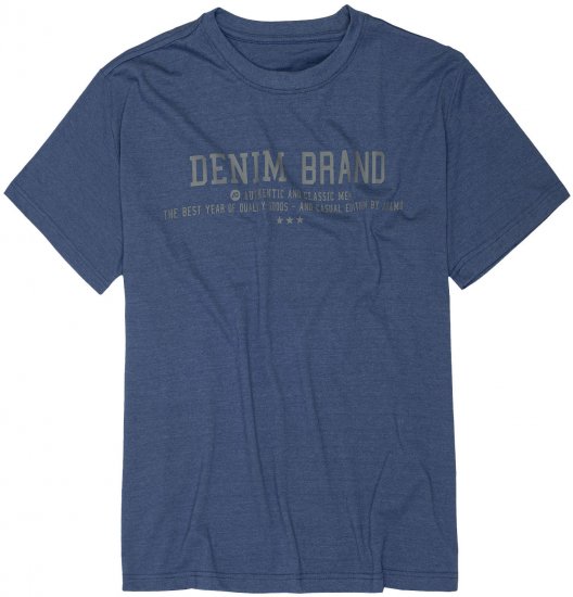 Adamo Simon Regular fit Printed T-shirt Denim Blue - Kratke Majice - Moške kratke majice za močnejše postave