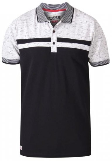 D555 Spider Cut And Sew Jersey Polo Black - Polo majice - Moške Polo Majice za Močnejše Postave