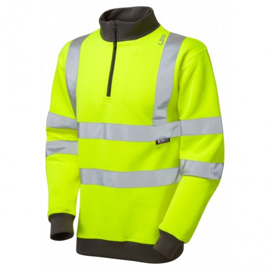 Leo Brynsworthy Ecoviz 1/4 Zip Sweatshirt Hi-Vis Yellow - Delovne obleke - Delovne Obleke Močnejše postave