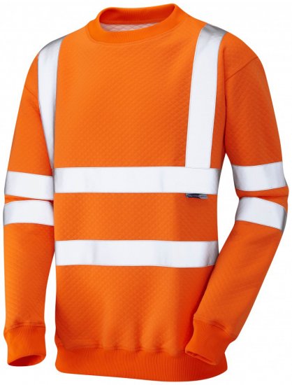 Leo Winkleigh Crew Neck Sweatshirt Hi-Vis Orange - Delovne obleke - Delovne Obleke Močnejše postave
