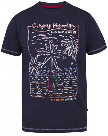 D555 Stewart Surfer'S Paradise Crew Neck T-Shirt Navy - Kratke Majice - Moške kratke majice za močnejše postave