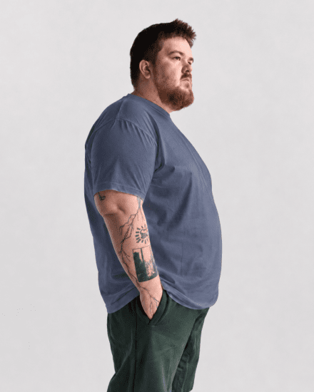 Motley Denim Stockholm T-shirt Light Indigo - Kratke Majice - Moške kratke majice za močnejše postave