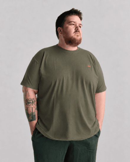 Motley Denim Stockholm T-shirt Dark Khaki - Kratke Majice - Moške kratke majice za močnejše postave