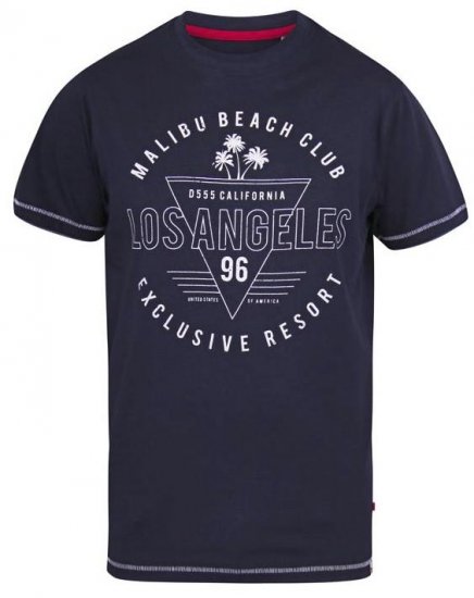 D555 Stoke Los Angeles Beach Printed T-Shirt Navy - Kratke Majice - Moške kratke majice za močnejše postave