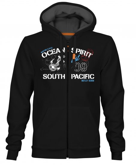 Motley Denim Strand Hoodie Black - Puloverji & jopice - Moški Puloverji & Jopice za Močnejše Postave