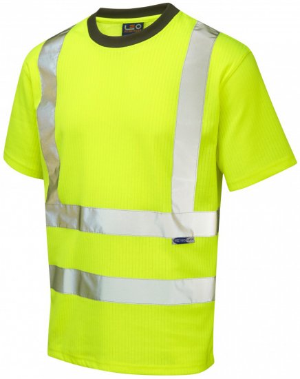 Leo Newport Comfort T-shirt Hi-Vis Yellow - Delovne Obleke - Delovne Obleke Močnejše postave