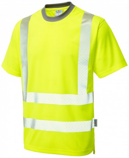 Leo Larkstone Coolviz Plus T-shirt Hi-Vis Yellow - Delovne Obleke - Delovne Obleke Močnejše postave