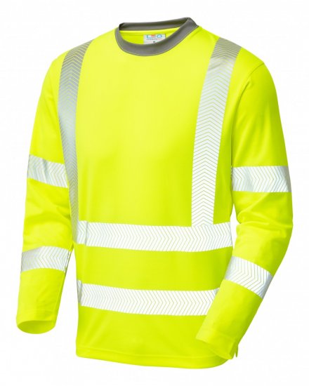 Leo Capstone Coolviz Plus Long Sleeve T-shirt Hi-Vis Yellow - Delovne obleke - Delovne Obleke Močnejše postave