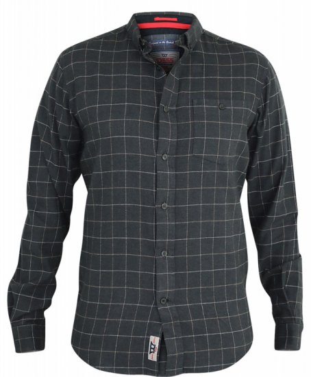 D555 Taylor Long Sleeve Shirt Charcoal - Srajce - Moške srajce za Močnejše Postave