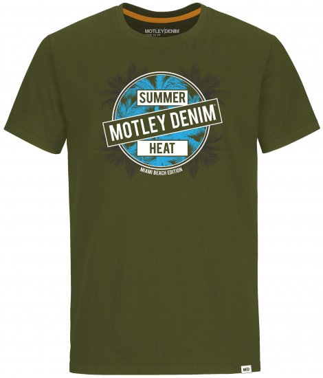 Motley Denim T-shirt Telford Dark Khaki - Kratke Majice - Moške kratke majice za močnejše postave