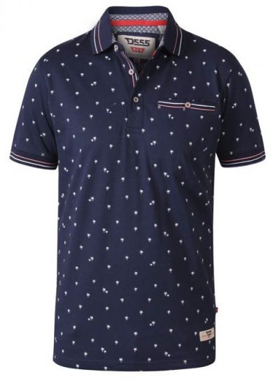 D555 Thames Polo With Chest Pocket Navy - Polo majice - Moške Polo Majice za Močnejše Postave