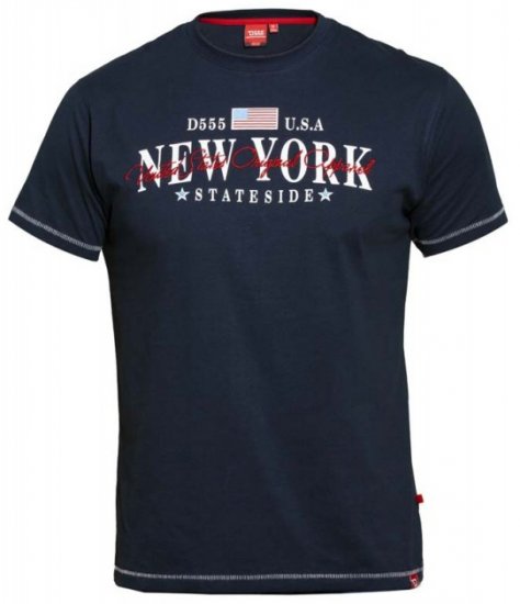D555 Thornton Embroidery T-shirt Navy - Kratke Majice - Moške kratke majice za močnejše postave