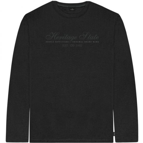 Double Outfitters TS-9171 Long Sleeve T-Shirt Embroidered Black - Kratke Majice - Moške kratke majice za močnejše postave