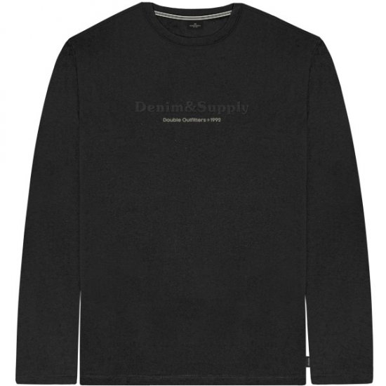 Double Outfitters TS-9173 Long Sleeve T-Shirt Embossed Black - Kratke Majice - Moške kratke majice za močnejše postave
