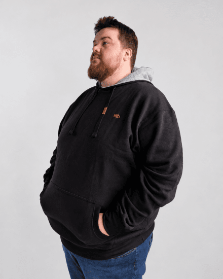 Motley Denim Riga Hoodie Black - Puloverji & jopice - Moški Puloverji & Jopice za Močnejše Postave