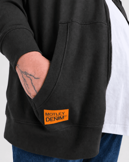 Motley Denim Copenhagen Hoodie Charcoal - Puloverji & jopice - Moški Puloverji & Jopice za Močnejše Postave