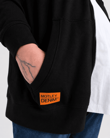 Motley Denim Copenhagen Hoodie Black - Puloverji & jopice - Moški Puloverji & Jopice za Močnejše Postave
