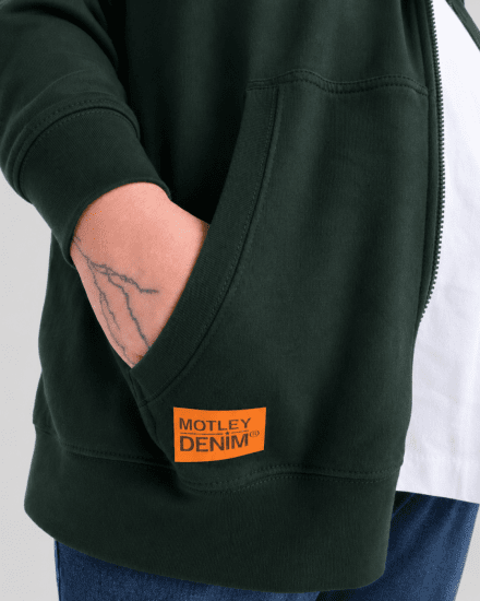 Motley Denim Copenhagen Hoodie Racing Green - Puloverji & jopice - Moški Puloverji & Jopice za Močnejše Postave