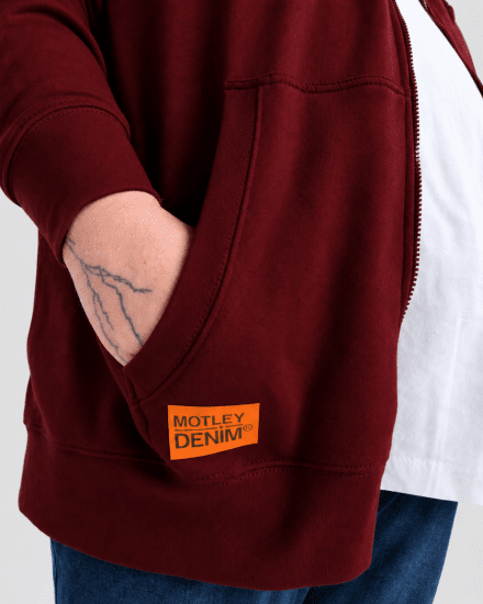 Motley Denim Copenhagen Hoodie Red - Puloverji & jopice - Moški Puloverji & Jopice za Močnejše Postave