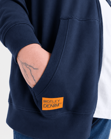 Motley Denim Copenhagen Hoodie Dark Indigo - Puloverji & jopice - Moški Puloverji & Jopice za Močnejše Postave