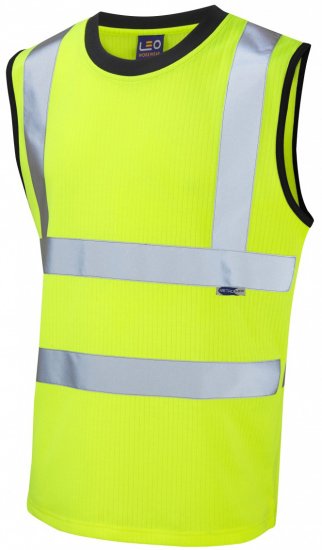 Leo Ashford Comfort Sleeveless T-shirt Hi-Vis Yellow - Delovne Obleke - Delovne Obleke Močnejše postave