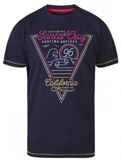 D555 Valley Santa Cruz Crew Neck Printed T-Shirt Black - Kratke Majice - Moške kratke majice za močnejše postave