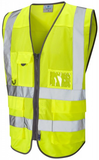 Leo Cobbaton Coolviz Superior Waistcoat Hi-Vis Yellow - Delovne Obleke - Delovne Obleke Močnejše postave