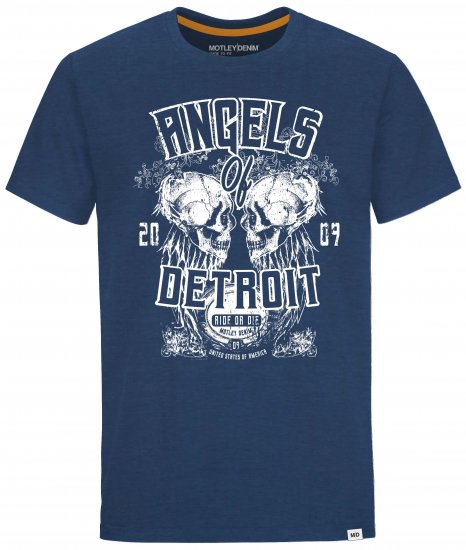 Motley Denim Whitby T-shirt Dark Indigo - Kratke Majice - Moške kratke majice za močnejše postave